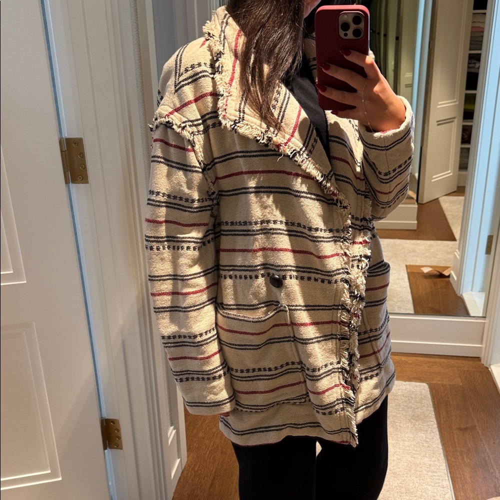 Isabel Marant Beige Striped Teddy Jacket